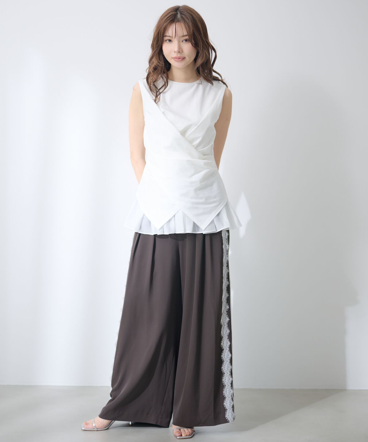 アンドクチュール「ウエストクロスドッキングカットソー」|Tシャツ・カットソー|