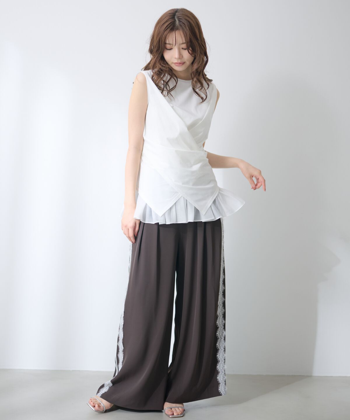 アンドクチュール「ウエストクロスドッキングカットソー」|Tシャツ・カットソー|