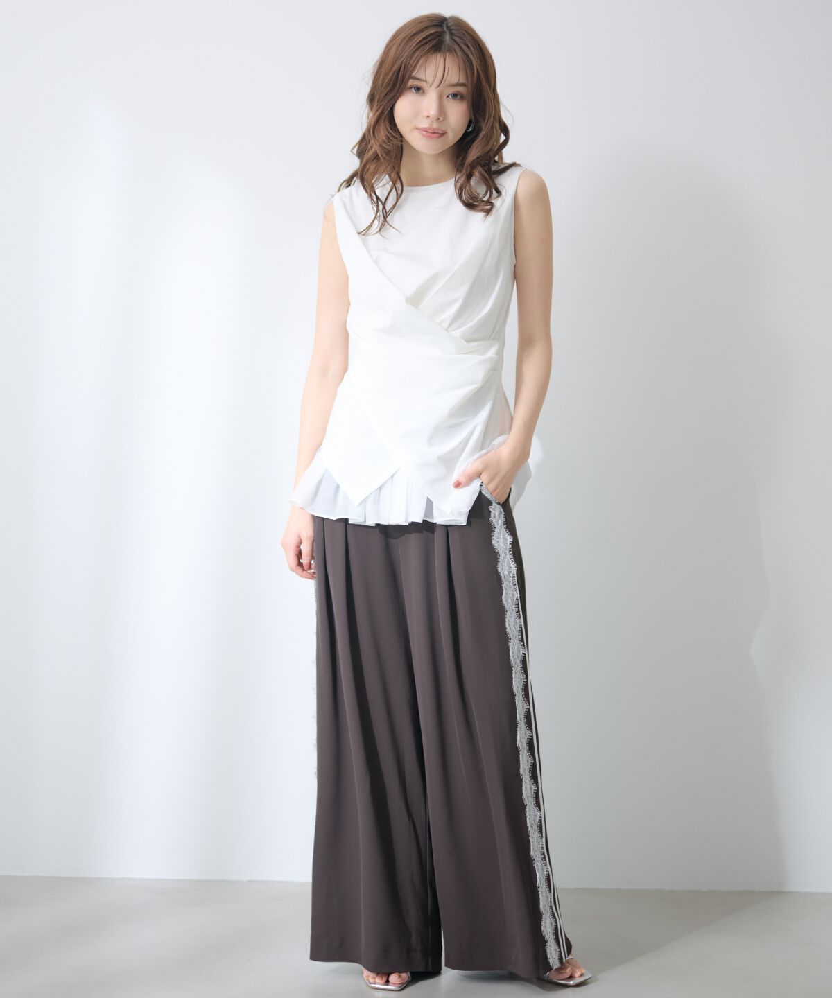アンドクチュール「ウエストクロスドッキングカットソー」|Tシャツ・カットソー|