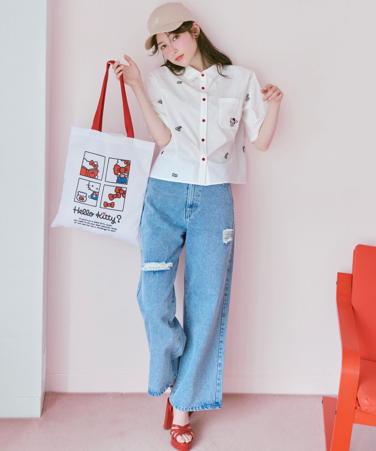 WILLSELECTION「WILLSELECTION&times;HELLO KITTY 刺繍クロップドシャツ」|シャツ・ブラウス|