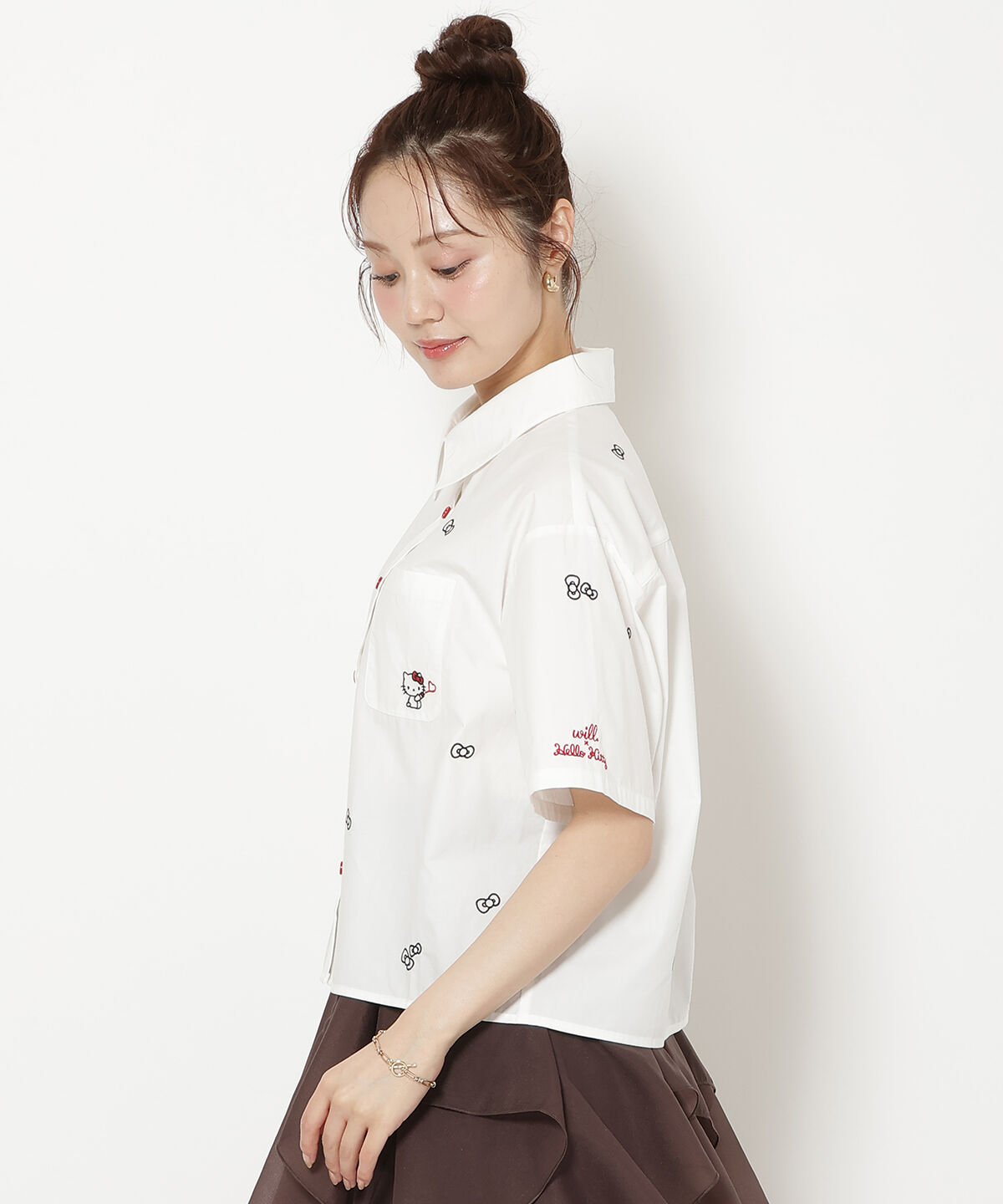 WILLSELECTION「WILLSELECTION&times;HELLO KITTY 刺繍クロップドシャツ」|シャツ・ブラウス|
