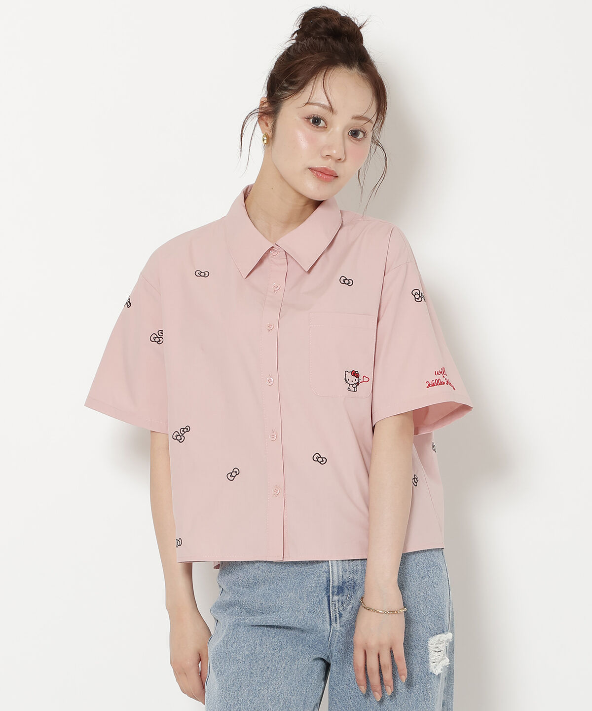 WILLSELECTION「WILLSELECTION&times;HELLO KITTY 刺繍クロップドシャツ」|シャツ・ブラウス|