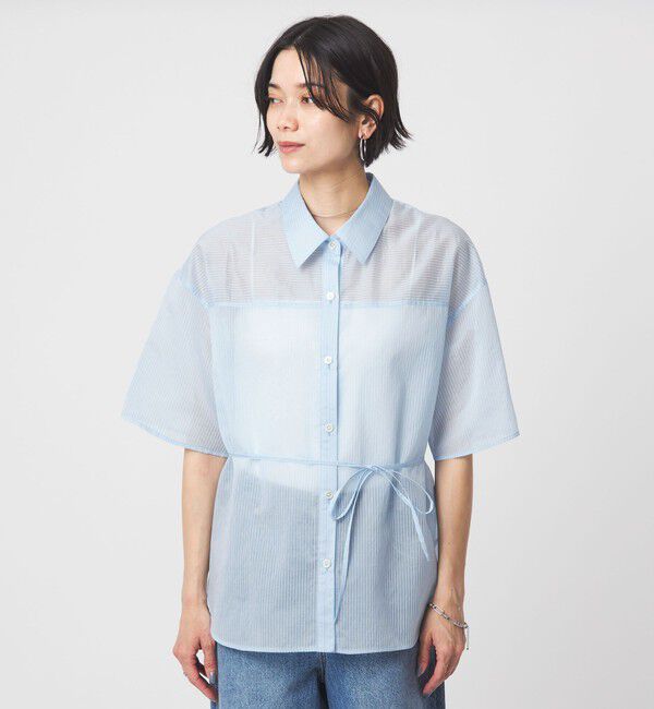 UNITED ARROWS green label relaxing「［size SHORTあり］リボンハイウエストシャツ」|シャツ・ブラウス|