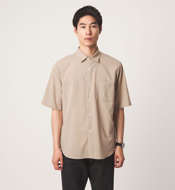 UNITED ARROWS green label relaxing「【WEB限定】JUST fit ウールライク 半袖 シャツ」|シャツ・ブラウス|
