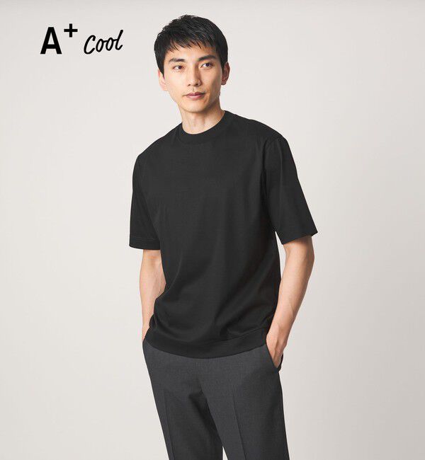 UNITED ARROWS green label relaxing「A+ COOL スムース クルーネック カットソー -接触冷感・抗菌-」|Tシャツ・カットソー|BLACK