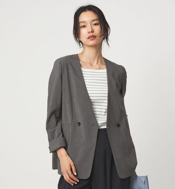UNITED ARROWS green label relaxing「［size SHORT/TALLあり］トリアセ ノーラペル ジャケット 」|ノーカラージャケット|DK.GRAY