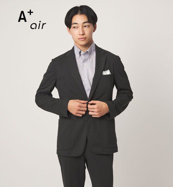 UNITED ARROWS green label relaxing「A+ air オックスジャージ 2B スタンダード セットアップ ジャケット -ウォッシャブル・ストレッチ・通気性-」|テーラードジャケット|DK.GRAY
