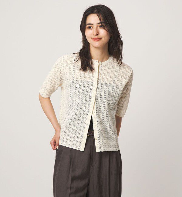 UNITED ARROWS green label relaxing「ガラアミ クルーネック カーディガン」|カーディガン|OFF WHITE