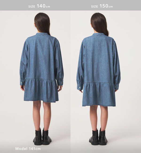 UNITED ARROWS green label relaxing「デニム スタンドカラー フリル ワンピース / キッズ 100cm-160cm」|ワンピース|