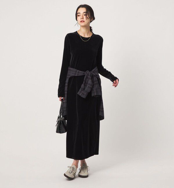 UNITED ARROWS green label relaxing「［size SHORTあり］ベロア ロングスリーブ ワンピース」|ワンピース|