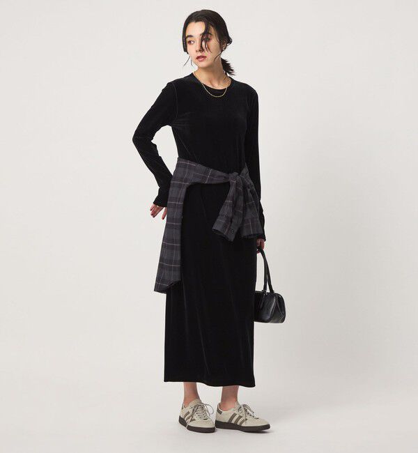 UNITED ARROWS green label relaxing「［size SHORTあり］ベロア ロングスリーブ ワンピース」|ワンピース|
