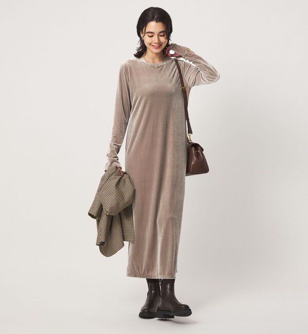 UNITED ARROWS green label relaxing「［size SHORTあり］ベロア ロングスリーブ ワンピース」|ワンピース|