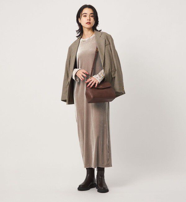 UNITED ARROWS green label relaxing「［size SHORTあり］ベロア ロングスリーブ ワンピース」|ワンピース|