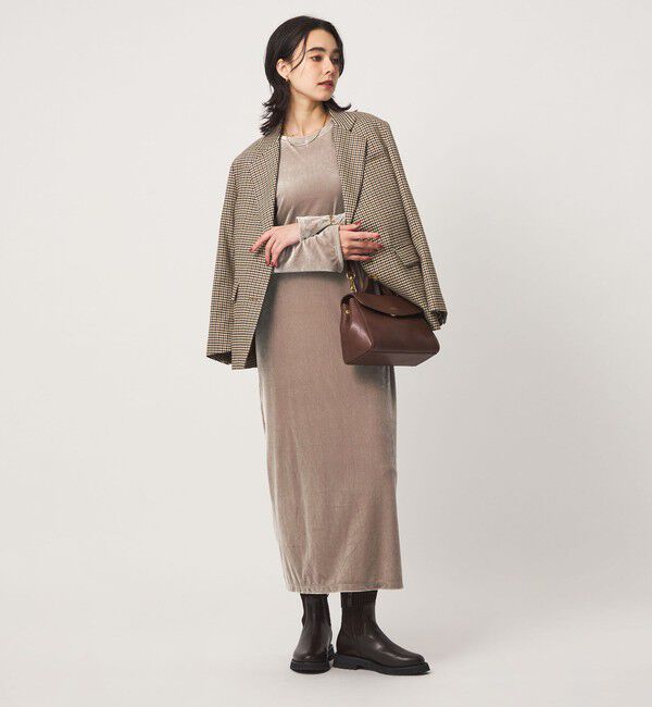 UNITED ARROWS green label relaxing「［size SHORTあり］ベロア ロングスリーブ ワンピース」|ワンピース|