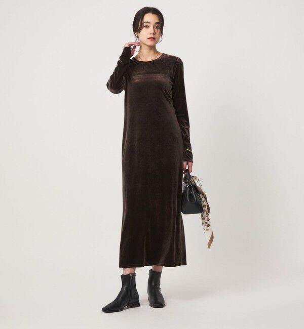 UNITED ARROWS green label relaxing「［size SHORTあり］ベロア ロングスリーブ ワンピース」|ワンピース|