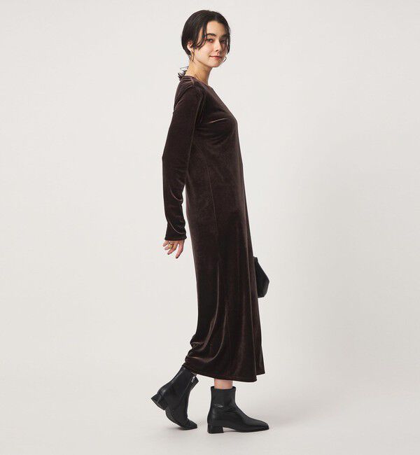 UNITED ARROWS green label relaxing「［size SHORTあり］ベロア ロングスリーブ ワンピース」|ワンピース|