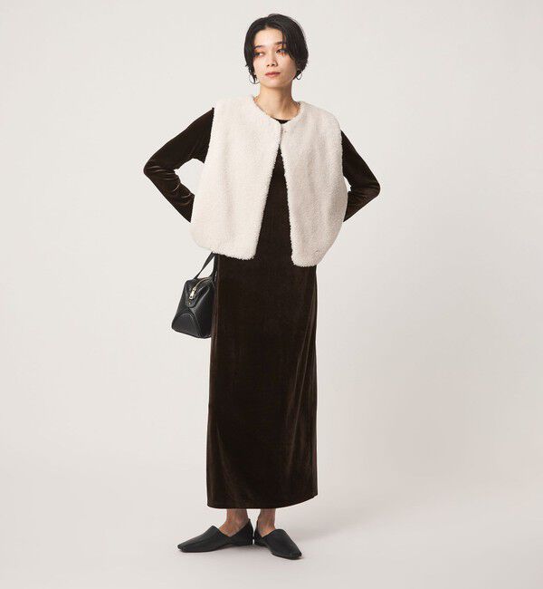UNITED ARROWS green label relaxing「［size SHORTあり］ベロア ロングスリーブ ワンピース」|ワンピース|
