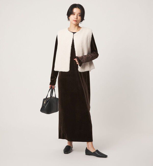 UNITED ARROWS green label relaxing「［size SHORTあり］ベロア ロングスリーブ ワンピース」|ワンピース|