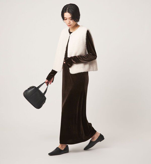 UNITED ARROWS green label relaxing「［size SHORTあり］ベロア ロングスリーブ ワンピース」|ワンピース|