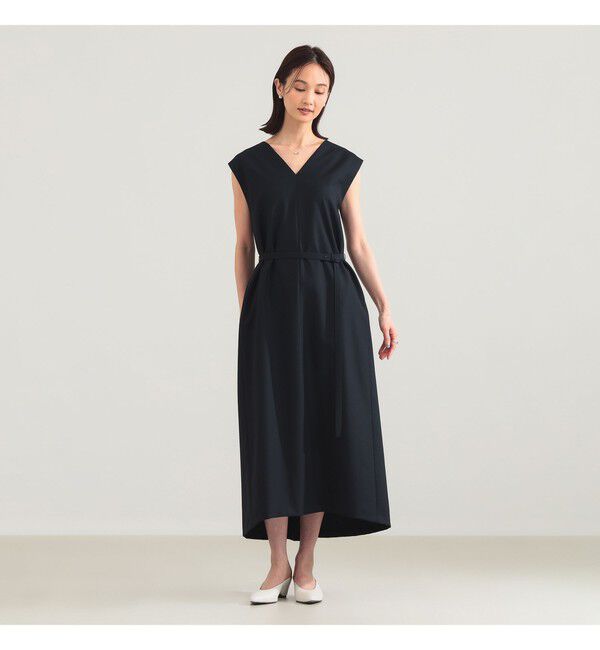 Demi-Luxe BEAMS 「【別注】ATON / ウールトロピカル ドレス」|ワンピース|NAVY