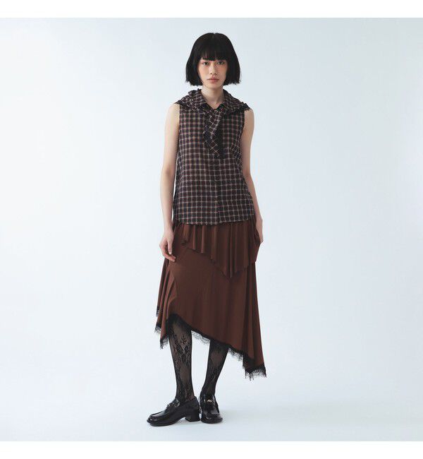 Ray BEAMS 「チェック バブーシュカ ノースリーブ シャツ」|シャツ・ブラウス|