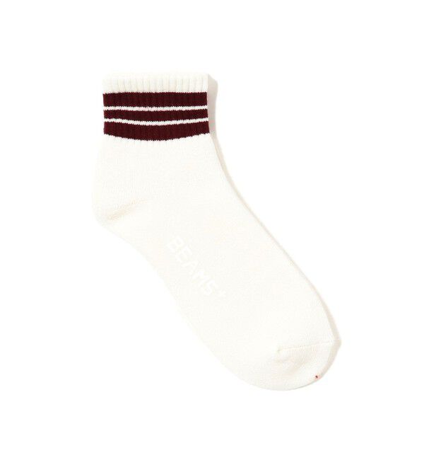 BEAMS PLUS「BEAMS PLUS｜School Boy Socks 1/4｜メンズ  靴下｜ショートソックス くるぶし丈｜2本ライン｜耐久性 」|ソックス|