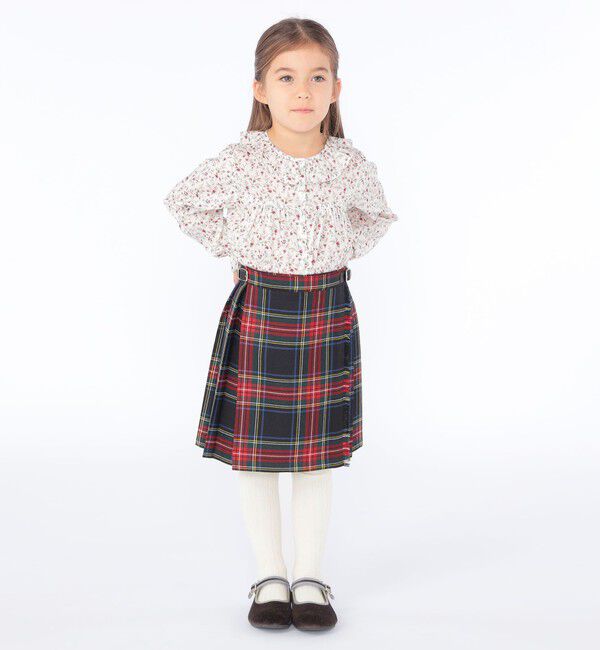SHIPS KIDS「O'NEIL of DUBLIN:100～130cm / ウール チェック キルト スカート」|台形|