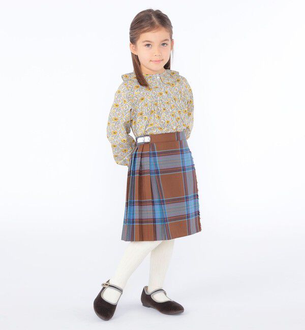 SHIPS KIDS「O'NEIL of DUBLIN:100～130cm / ウール チェック キルト スカート」|台形|