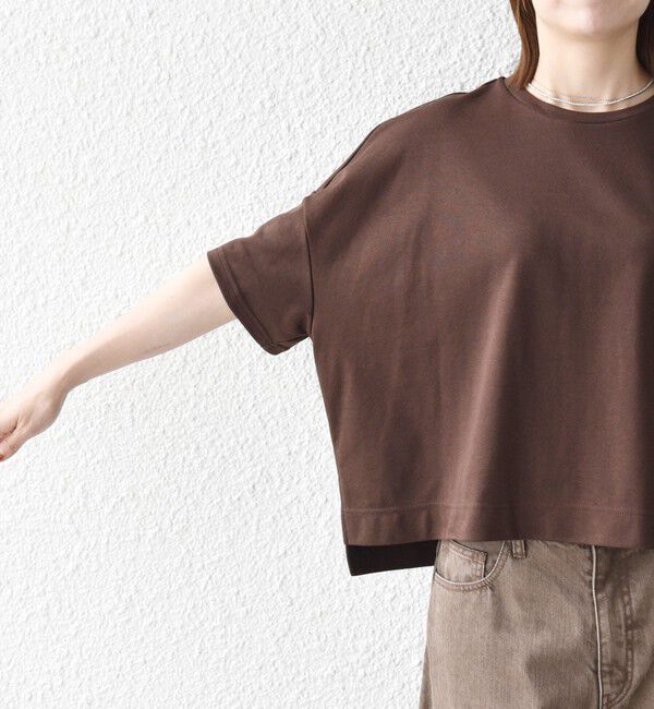 SHIPS any「SHIPS any:〈手洗い可能〉リバークロス ハーフ スリーブ ワイド TEE」|Tシャツ・カットソー|