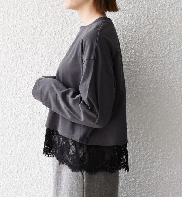 SHIPS any「《予約》SHIPS any:〈洗濯機可能〉ジップ レース ヘム ロングスリーブ TEE」|Tシャツ・カットソー|