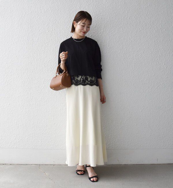 SHIPS any「《予約》SHIPS any:〈洗濯機可能〉ジップ レース ヘム ロングスリーブ TEE」|Tシャツ・カットソー|