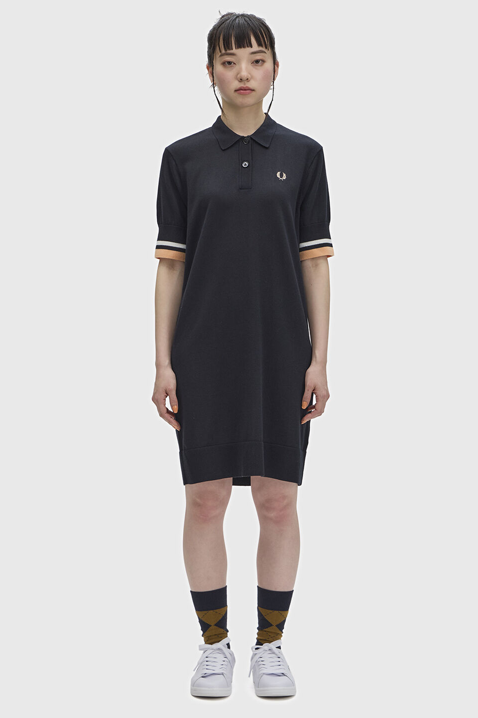 FRED PERRY 「Bold Tipped Knitted Shirt Dress／ボールドティップラインニットシャツワンピース」|ワンピース|