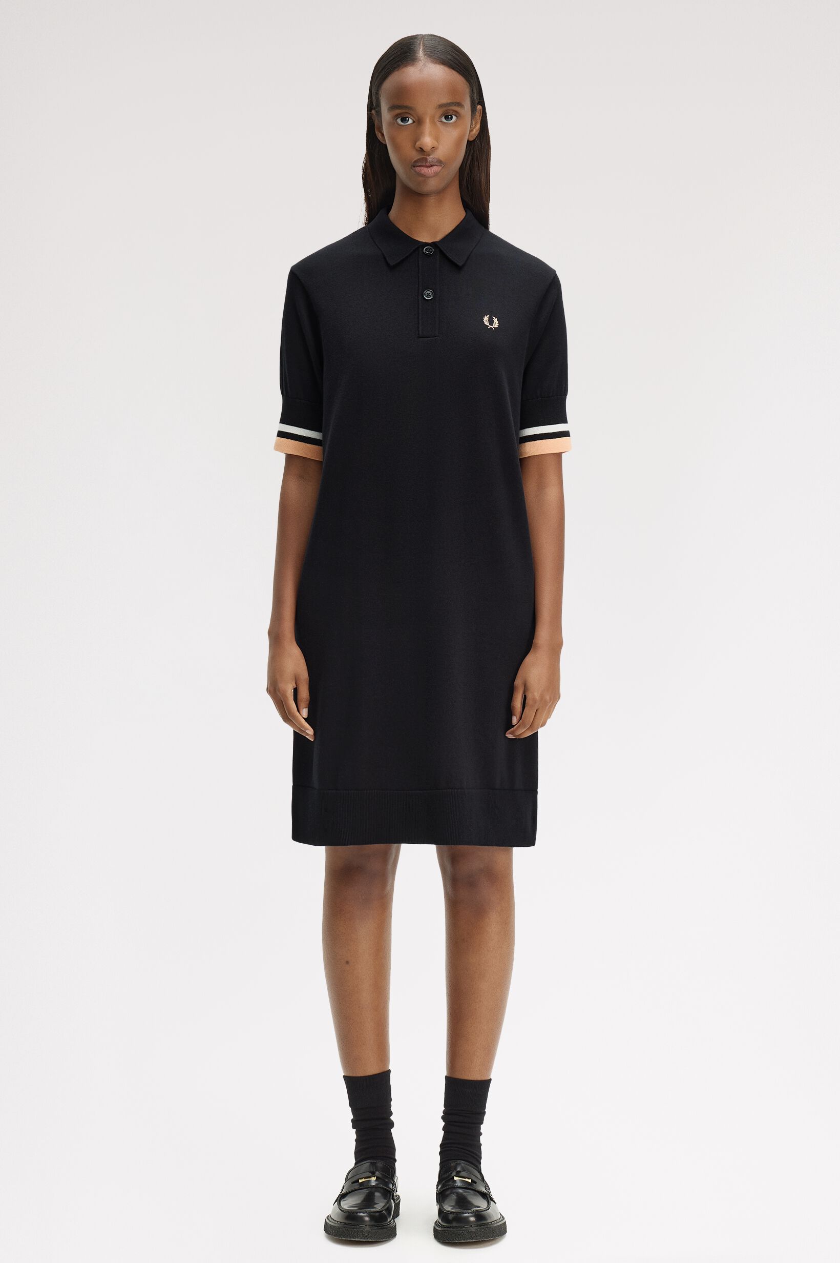 FRED PERRY 「Bold Tipped Knitted Shirt Dress／ボールドティップラインニットシャツワンピース」|ワンピース|