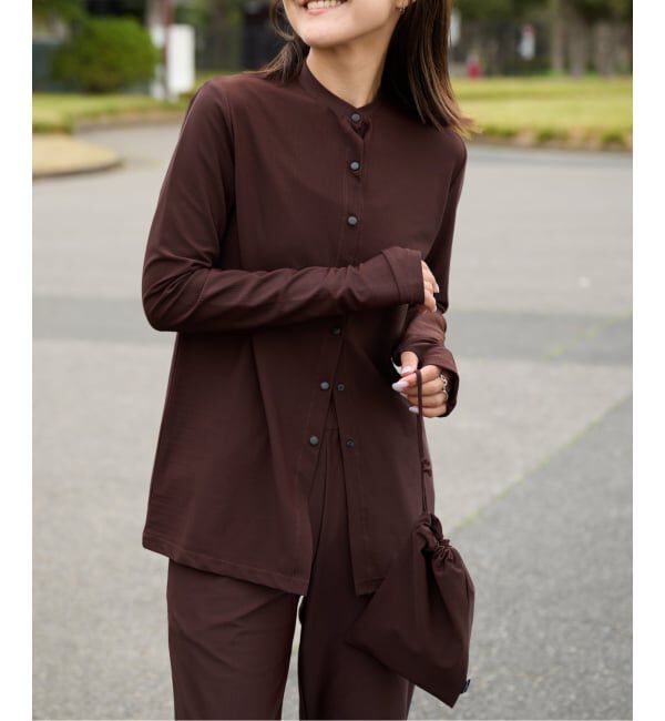 OUTDOOR PRODUCTS Usual Things「ACTIVE WEAR テレコクルーネックスナップカーディガン」|カーディガン|ブラウン