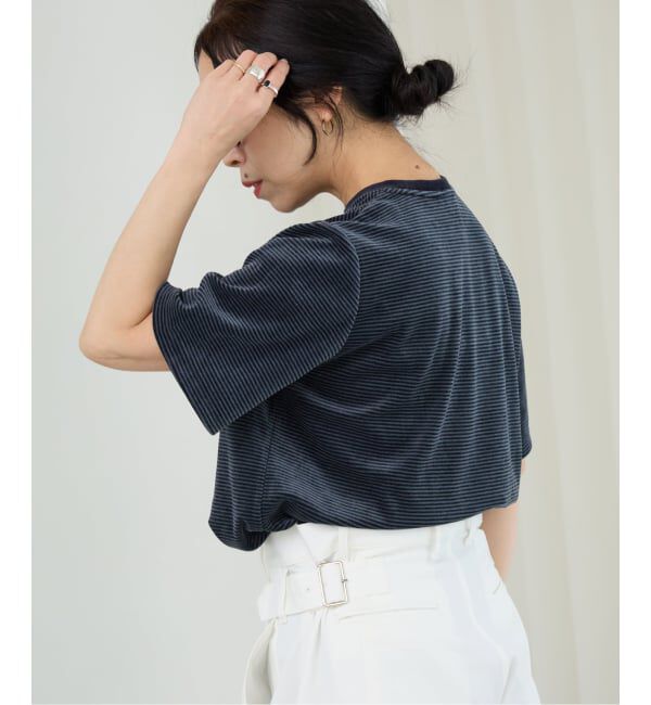 IENA LA BOUCLE「IENA LA BOUCLE ベロアボーダーTシャツ」|Tシャツ・カットソー|