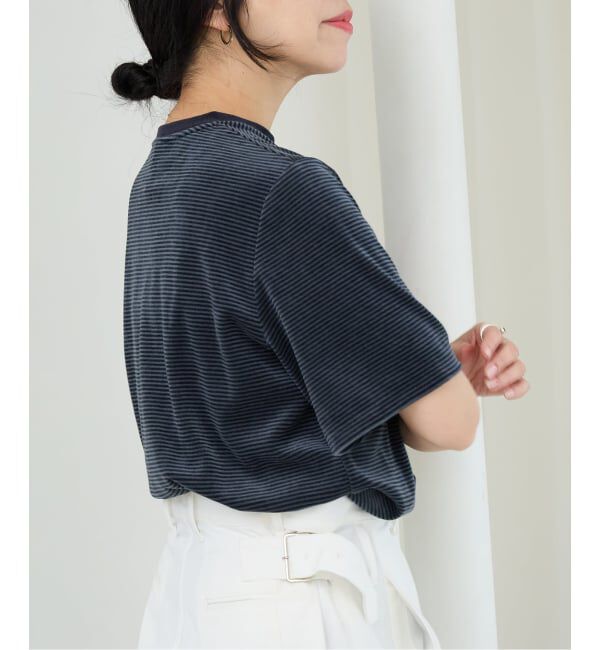 IENA LA BOUCLE「IENA LA BOUCLE ベロアボーダーTシャツ」|Tシャツ・カットソー|