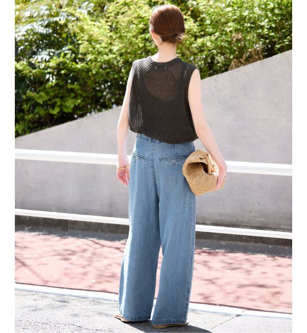 SLOBE IENA「《WEB限定/3サイズ展開/追加5》LEDENIM TUCK TROUSERデニム」|デニム|
