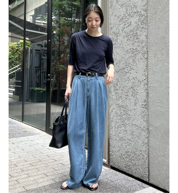 SLOBE IENA「《WEB限定/3サイズ展開/追加5》LEDENIM TUCK TROUSERデニム」|デニム|