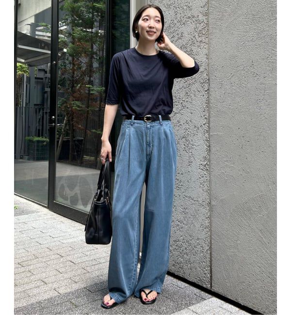 SLOBE IENA「《WEB限定/3サイズ展開/追加5》LEDENIM TUCK TROUSERデニム」|デニム|