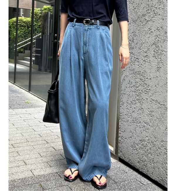 SLOBE IENA「《WEB限定/3サイズ展開/追加5》LEDENIM TUCK TROUSERデニム」|デニム|