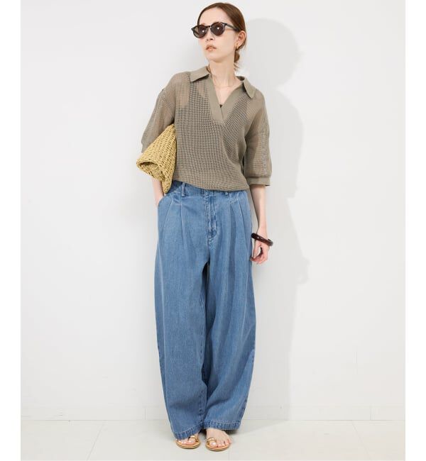 SLOBE IENA「《WEB限定/3サイズ展開/追加5》LEDENIM TUCK TROUSERデニム」|デニム|