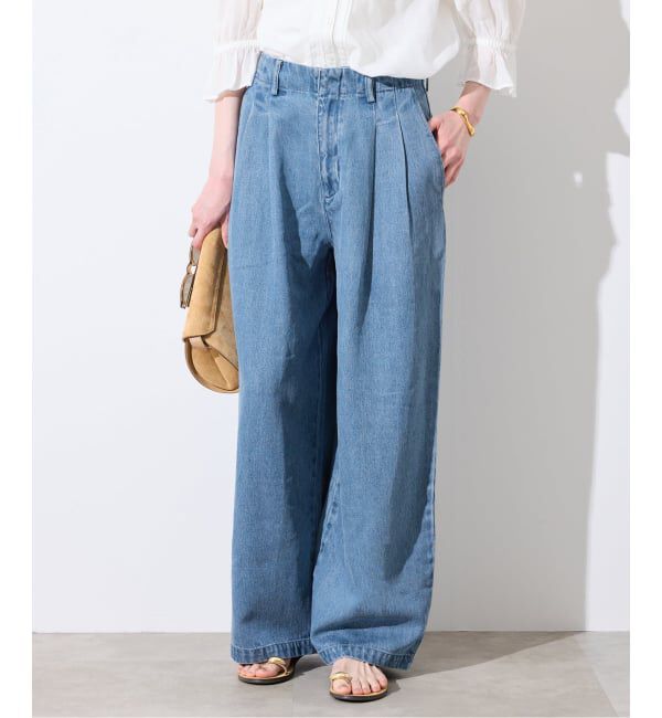 SLOBE IENA「《WEB限定/3サイズ展開/追加5》LEDENIM TUCK TROUSERデニム」|デニム|