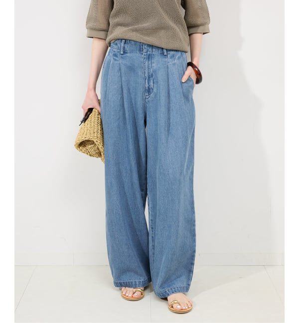 SLOBE IENA「《WEB限定/3サイズ展開/追加5》LEDENIM TUCK TROUSERデニム」|デニム|