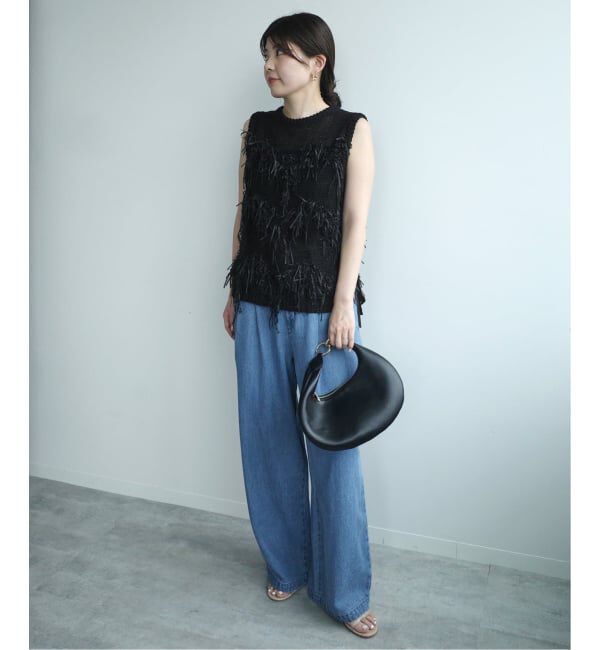 SLOBE IENA「《WEB限定/3サイズ展開/追加5》LEDENIM TUCK TROUSERデニム」|デニム|