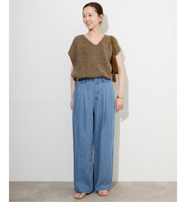 SLOBE IENA「《WEB限定/3サイズ展開/追加5》LEDENIM TUCK TROUSERデニム」|デニム|