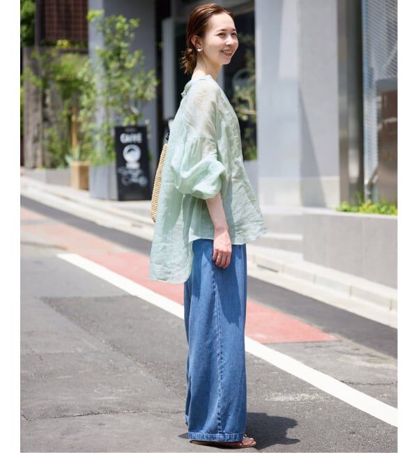SLOBE IENA「《WEB限定/3サイズ展開/追加5》LEDENIM TUCK TROUSERデニム」|デニム|