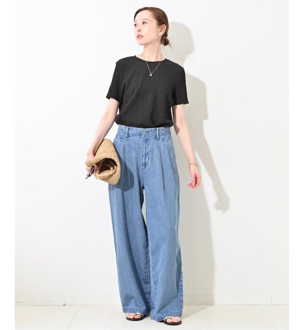 SLOBE IENA「《WEB限定/3サイズ展開/追加5》LEDENIM TUCK TROUSERデニム」|デニム|