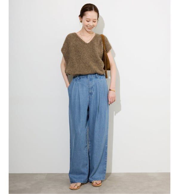 SLOBE IENA「《WEB限定/3サイズ展開/追加5》LEDENIM TUCK TROUSERデニム」|デニム|