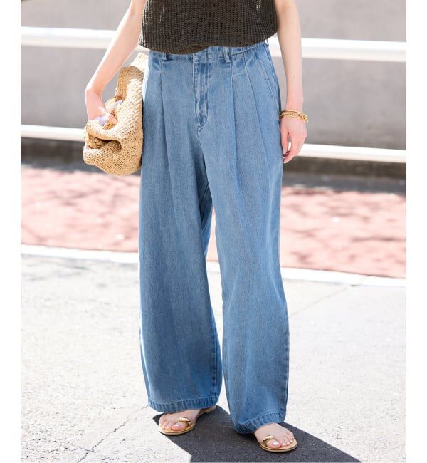 SLOBE IENA「《WEB限定/3サイズ展開/追加6》LEDENIM TUCK TROUSERデニム」|デニム|
