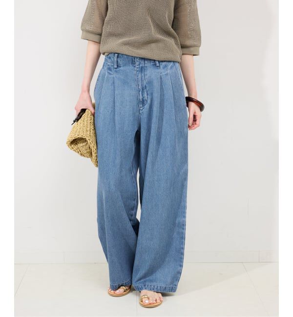 SLOBE IENA「《WEB限定/3サイズ展開/追加6》LEDENIM TUCK TROUSERデニム」|デニム|